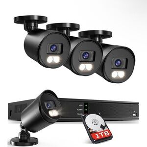 4K Security System 8CH 4Cam 1TB HDD 1080P Color Night Vision Motion Alert EZFIX